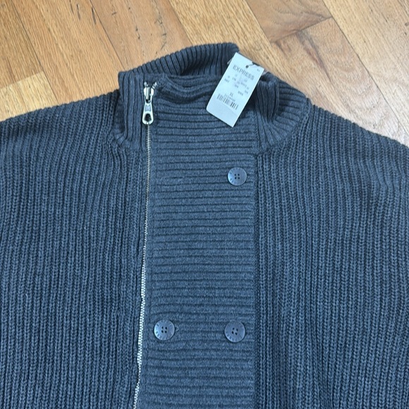 NEW Vintage 2011 express chunky double breast button knit heavy sweater XL gray - Picture 5 of 12
